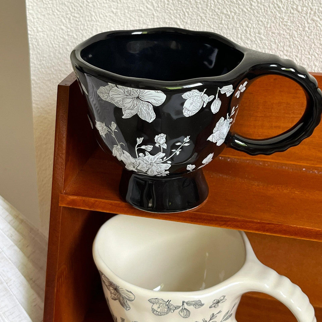 Locaupin Ceramic Coffee Cups with Dish Cappuccino Cups Latte mugs White Tea Cups Set British Coffee Cups