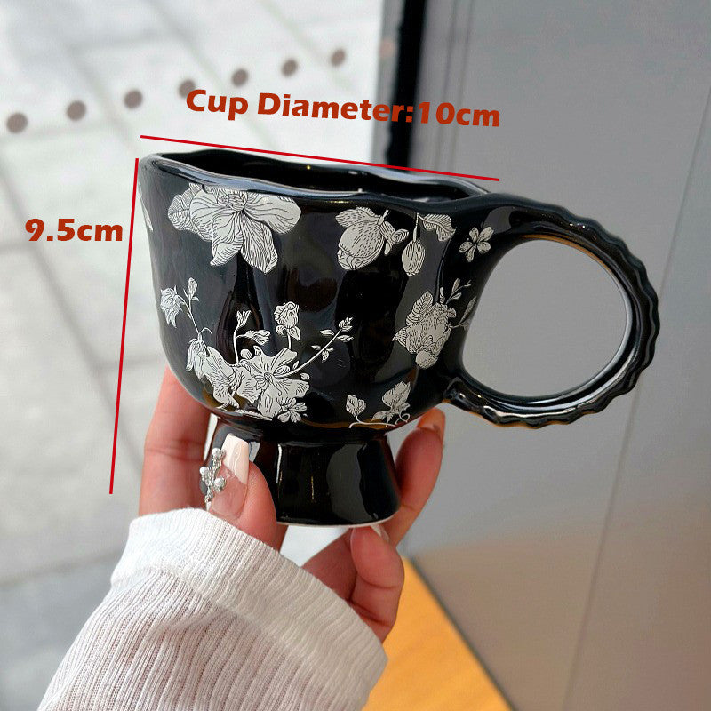 Locaupin Ceramic Coffee Cups with Dish Cappuccino Cups Latte mugs White Tea Cups Set British Coffee Cups