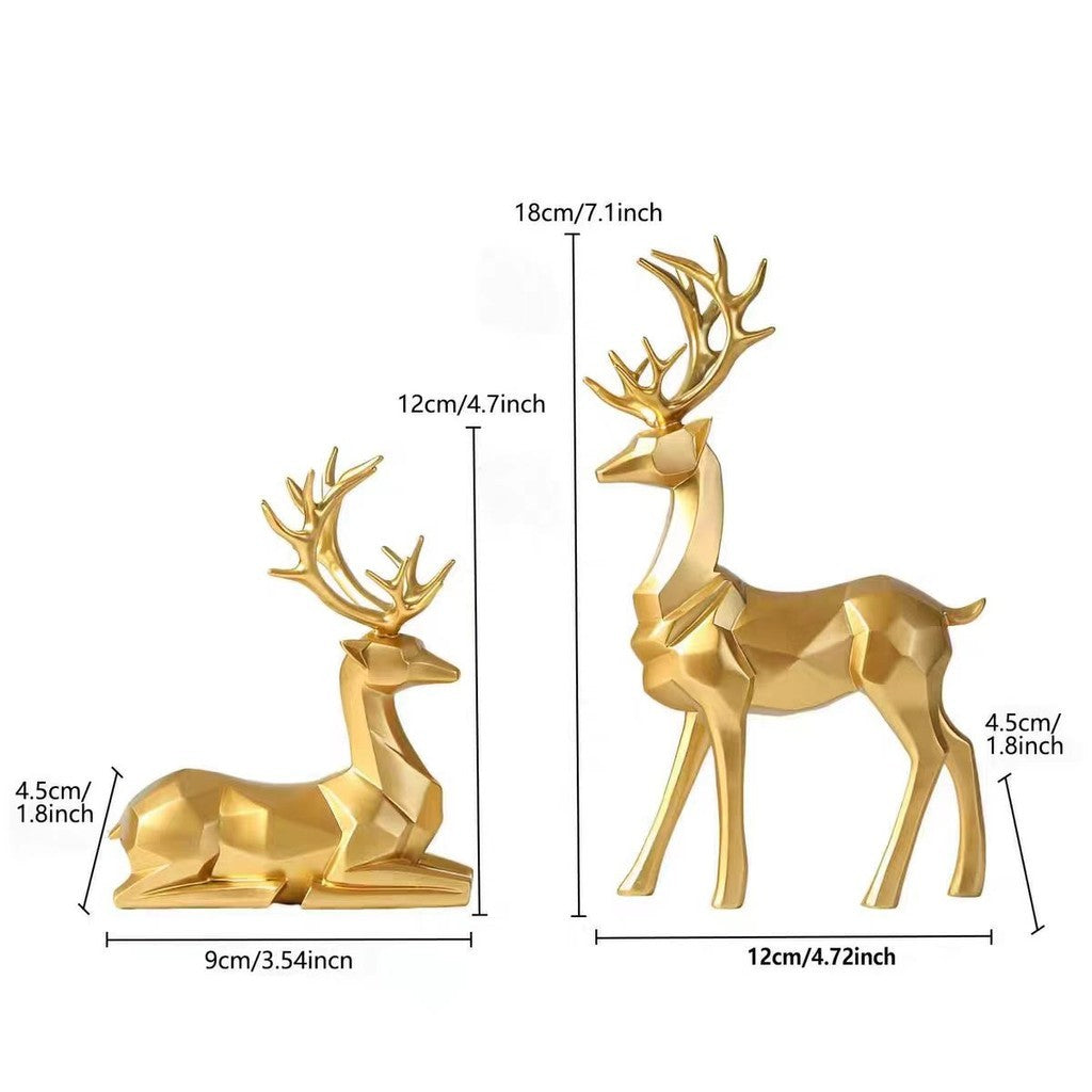 Locaupin Deer Statue Figurine New Year Home Decor Crafts Creative Office Livingroom Ornament Decorative Gift