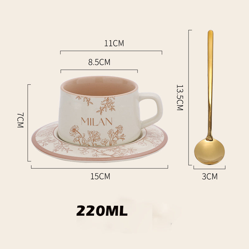 Locaupin 220mL Ceramic Coffee Cups with Dish Cappuccino Cups Latte mugs White Tea Cups Set British Coffee Cups