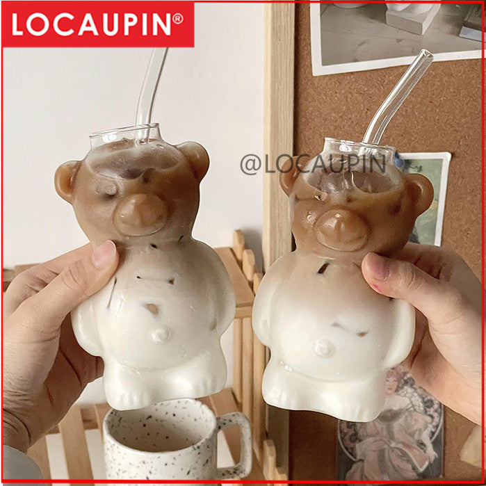 Locaupin 320ML Heat Resistant Healthy Glass Cups Water Glass Coffee Cups Flower Tea Glass Microwave Safe Glass Cups