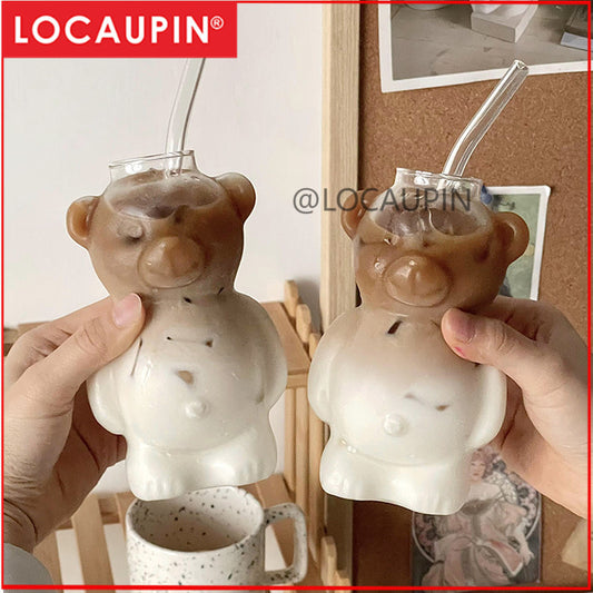 Locaupin 320ML Heat Resistant Healthy Glass Cups Water Glass Coffee Cups Flower Tea Glass Microwave Safe Glass Cups