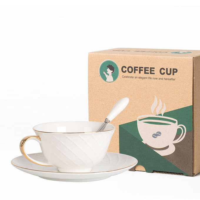 Locaupin 220mL Ceramic Coffee Cups with Dish Cappuccino Cups Latte mugs White Tea Cups Set British Coffee Cups