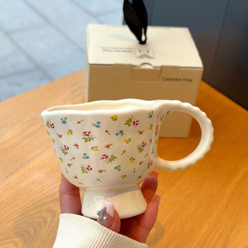 Locaupin Ceramic Coffee Cups with Dish Cappuccino Cups Latte mugs White Tea Cups Set British Coffee Cups