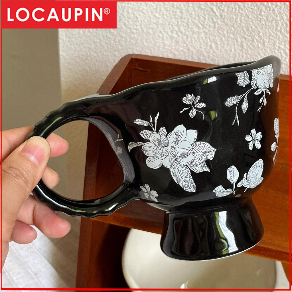 Locaupin Ceramic Coffee Cups with Dish Cappuccino Cups Latte mugs White Tea Cups Set British Coffee Cups