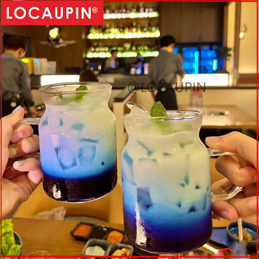 Locaupin Heat Resistant Healthy Glass Cups Water Glass Coffee Cups Flower Tea Glass  Microwave Safe Glass Tea Cups