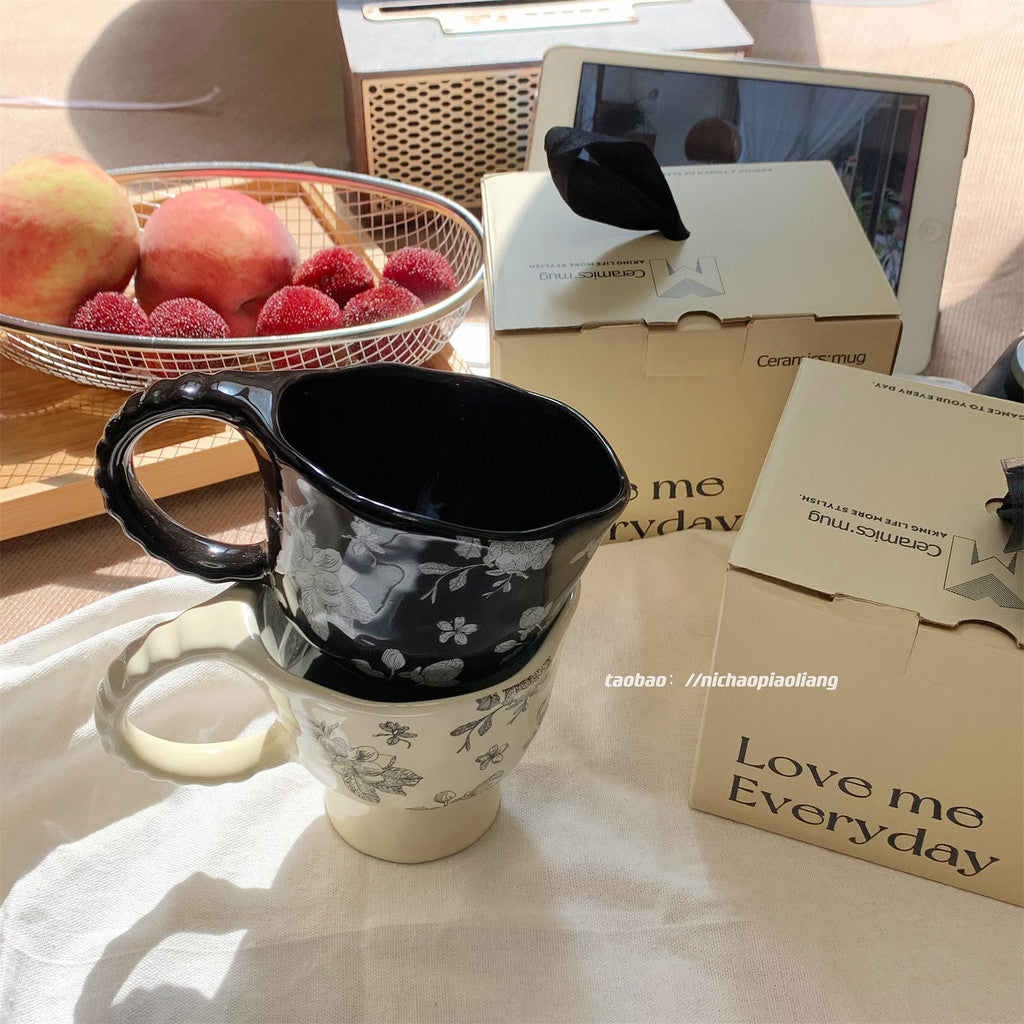 Locaupin Ceramic Coffee Cups with Dish Cappuccino Cups Latte mugs White Tea Cups Set British Coffee Cups