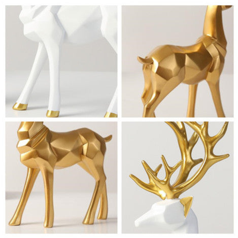 Locaupin Deer Statue Figurine New Year Home Decor Crafts Creative Office Livingroom Ornament Decorative Gift