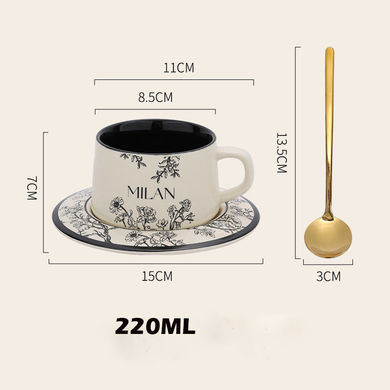 Locaupin 220mL Ceramic Coffee Cups with Dish Cappuccino Cups Latte mugs White Tea Cups Set British Coffee Cups