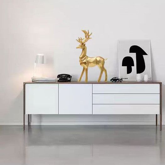 Locaupin Deer Statue Figurine New Year Home Decor Crafts Creative Office Livingroom Ornament Decorative Gift