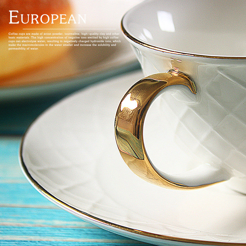 Locaupin 220mL Ceramic Coffee Cups with Dish Cappuccino Cups Latte mugs White Tea Cups Set British Coffee Cups