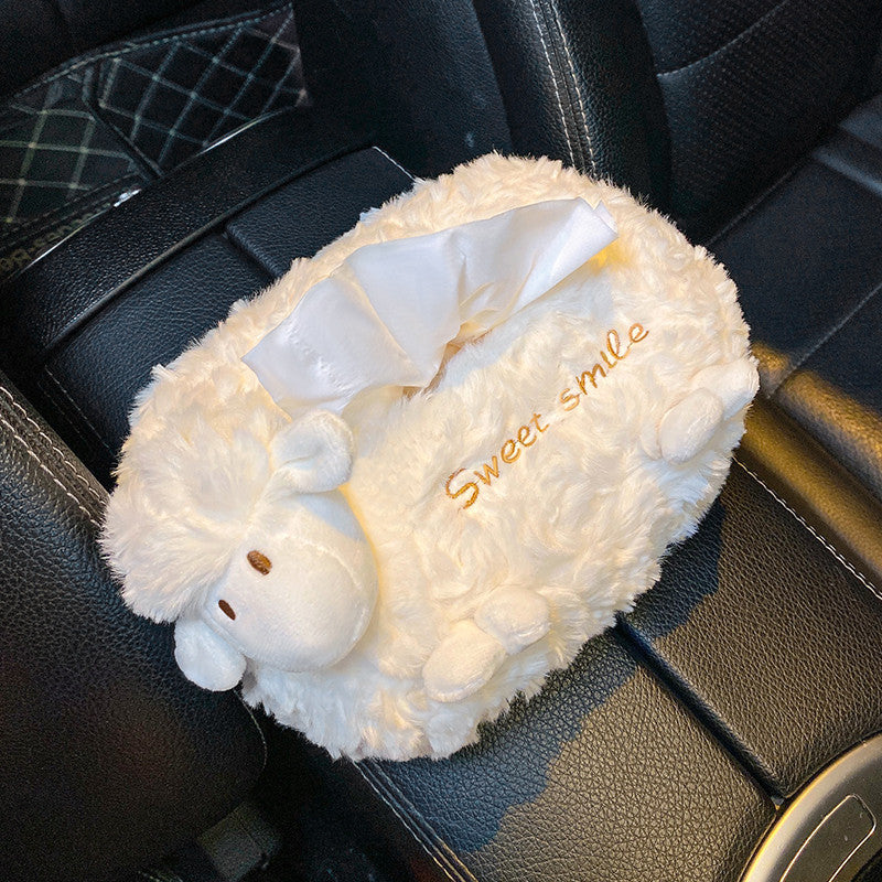 Locaupin Cute Car Tissue Box Organizer Hanging Tissue Holder for Car Visor Seat Back & Armrest Cartoon Design