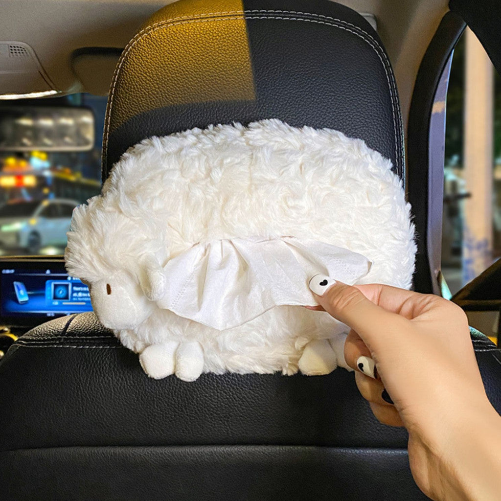 Locaupin Cute Car Tissue Box Organizer Hanging Tissue Holder for Car Visor Seat Back & Armrest Cartoon Design