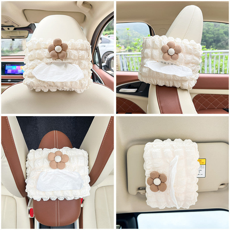 Locaupin Cute Car Tissue Box Organizer Hanging Tissue Holder for Car Visor Seat Back & Armrest Cartoon Design