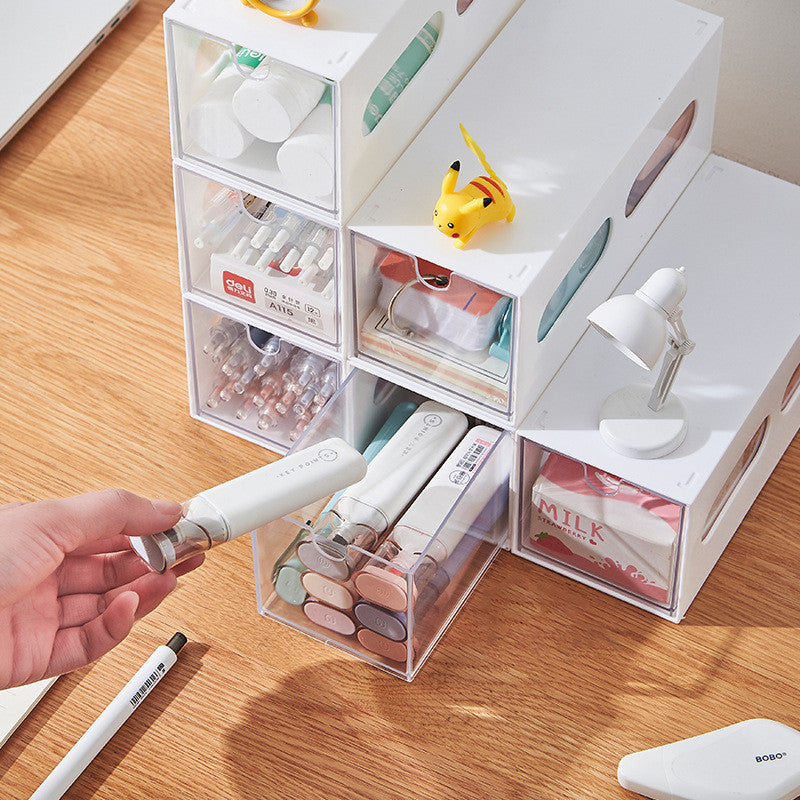 Locaupin Desk Drawer Organizer Shelf with Expandable Storage for Book and Home Tabletop Files Holder