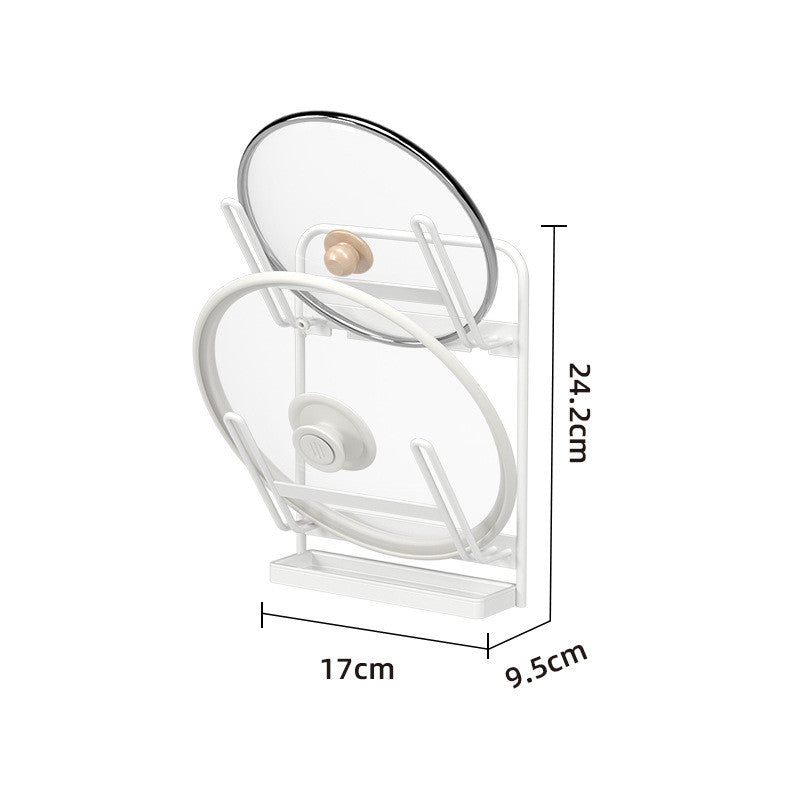 Locaupin Wall-Mounted Carbon Steel Pot Lid Rack | No-Hole Installation | Space-Saving | Rust-Resistant and Durable