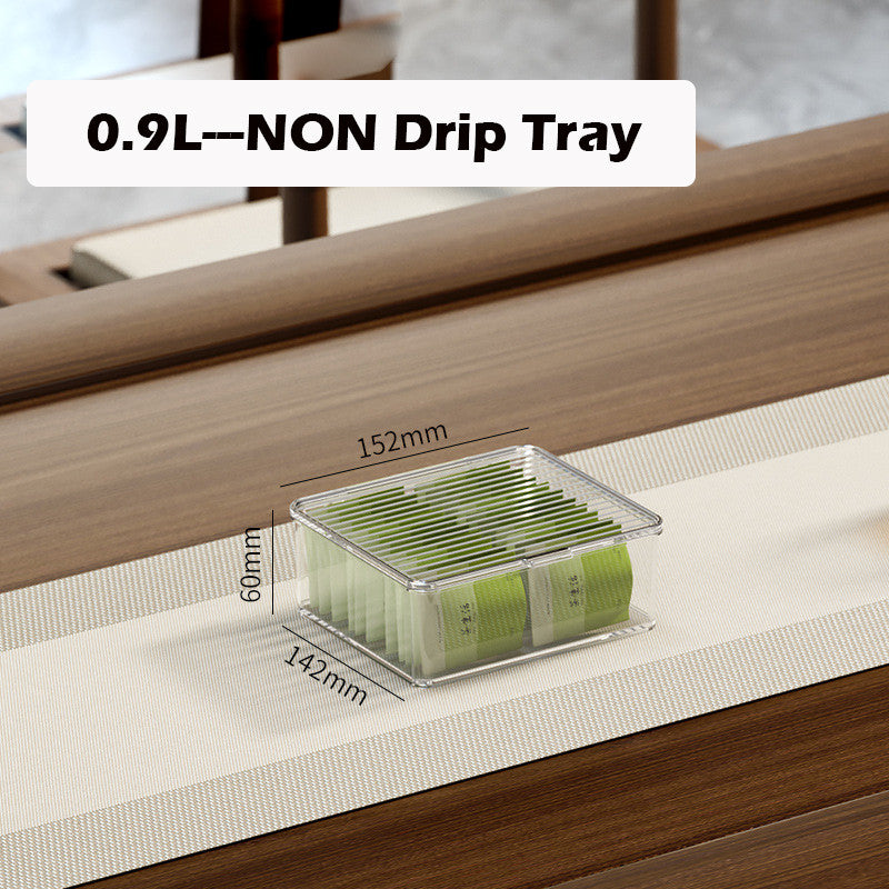 Locaupin Transparent Plastic Tea Utensil Storage Box with Removable Drip Tray Space-Saving Dustproof