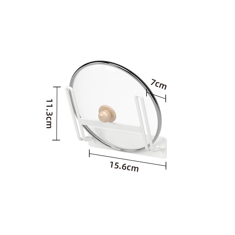 Locaupin Wall-Mounted Carbon Steel Pot Lid Rack | No-Hole Installation | Space-Saving | Rust-Resistant and Durable