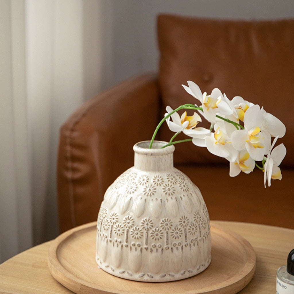 Locaupin White Ceramic Vase Modern Home Decor,Matte Pampas Flower Vases,Farmhouse Decor Living Room Decor