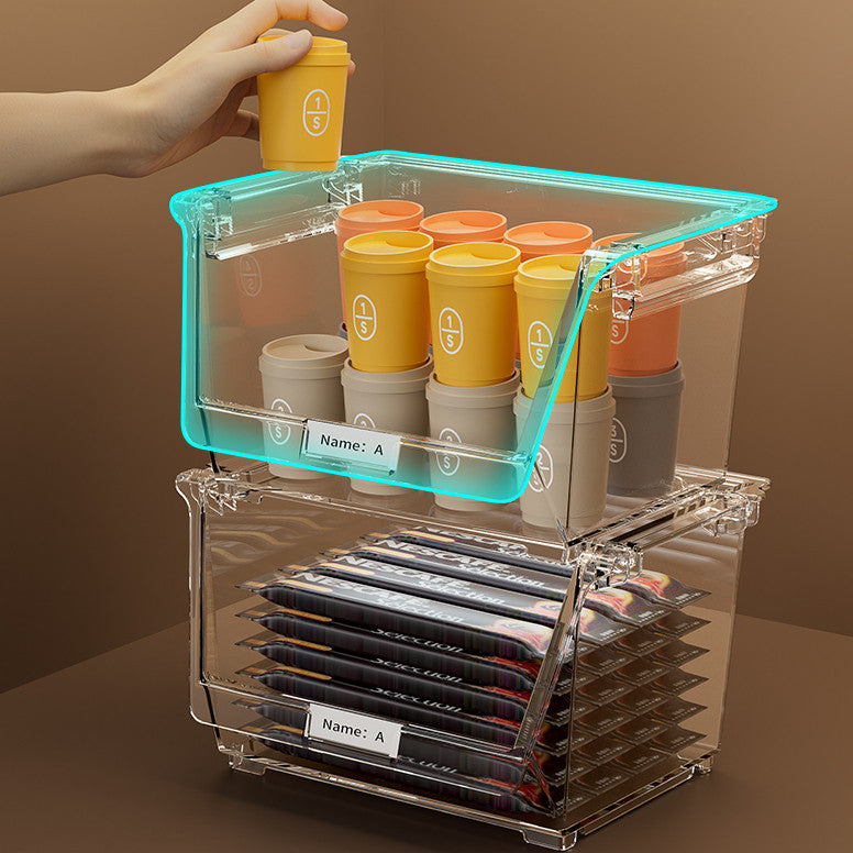 Locaupin Stackable Tea Bag Organizer with Cover, Plastic Tea Storage Box for Kitchen Pantry Cabinets and Countertops