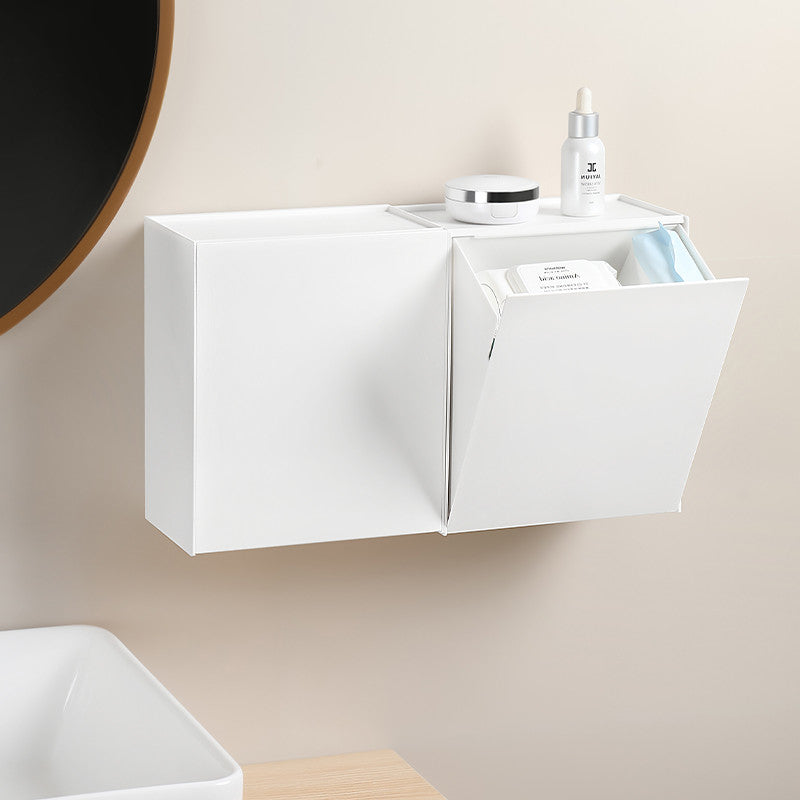 Locaupin Wall Mounted Storage Box Flip Lid Design Wall Mounted Storage Organizer Box for Cotton Swab Floss Tissue