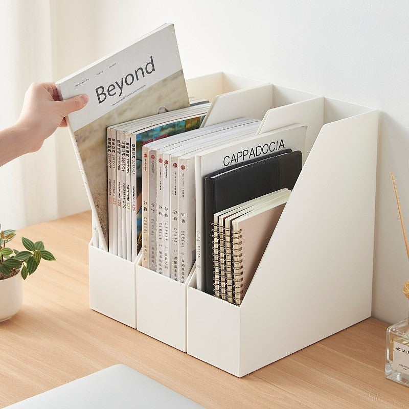 Locaupin Plastic Vertical File Folder Storage Organizer Bin,Hold Notebooks,Binders,Envelopes,Magazines for Home Office