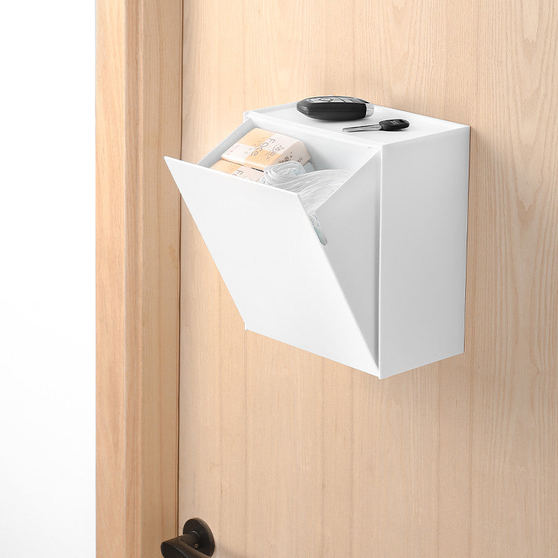 Locaupin Wall Mounted Storage Box Flip Lid Design Wall Mounted Storage Organizer Box for Cotton Swab Floss Tissue
