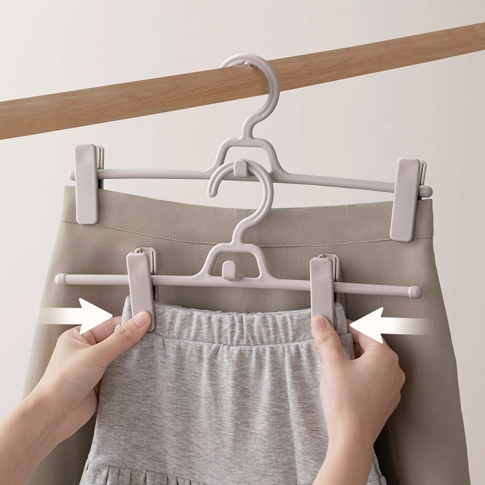 Locaupin 5pcs Pants Hangers Adjustable Clothes Hangers with Clips Portable Drying Rack Non-Slip Clothes Drying Hanger