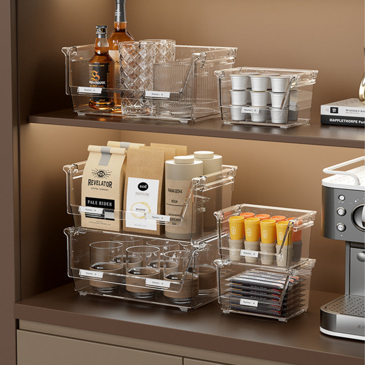 Locaupin Stackable Tea Bag Organizer with Cover, Plastic Tea Storage Box for Kitchen Pantry Cabinets and Countertops