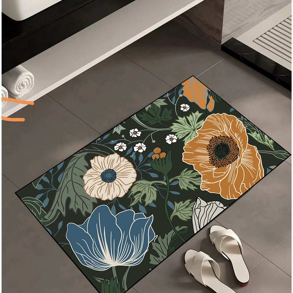 Locaupin Super Absorbent Bath Mat Bathroom Mat Super Absorbent Living Room Floor Mat Rubber Non-Slip Bottom