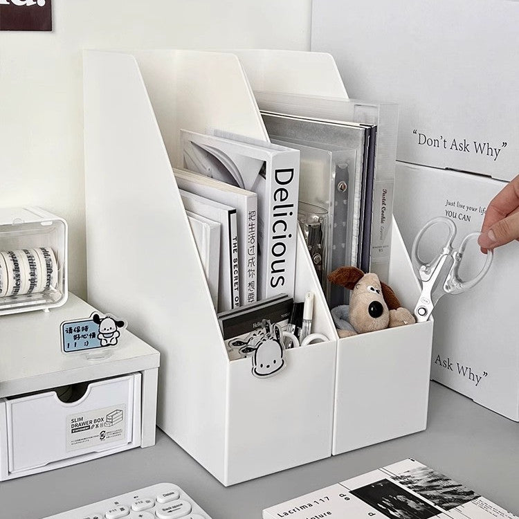 Locaupin Plastic Vertical File Folder Storage Organizer Bin,Hold Notebooks,Binders,Envelopes,Magazines for Home Office