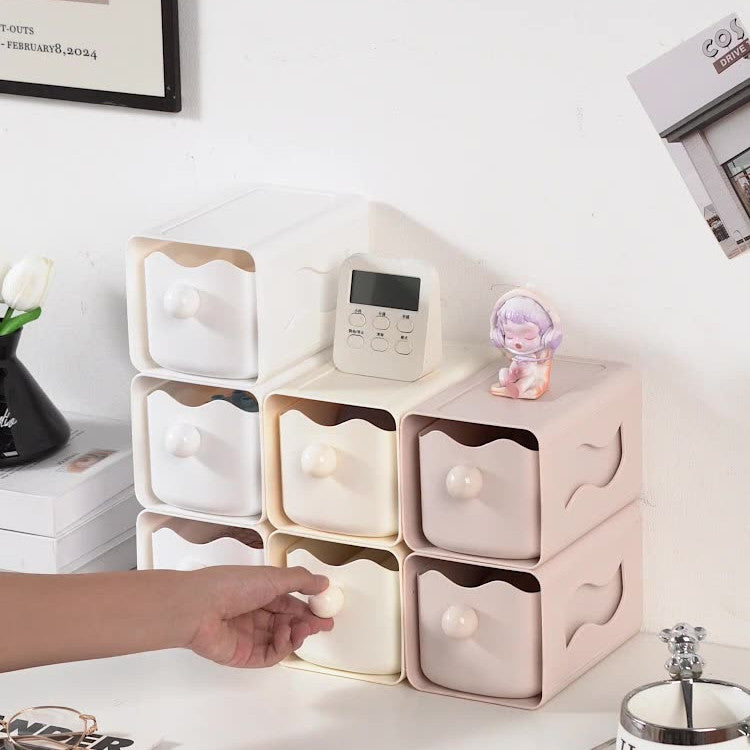 Locaupin Desk Drawer Organizer Shelf with Expandable Storage for Book and Home Tabletop Files Holder