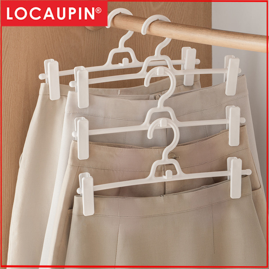 Locaupin 5pcs Pants Hangers Adjustable Clothes Hangers with Clips Portable Drying Rack Non-Slip Clothes Drying Hanger