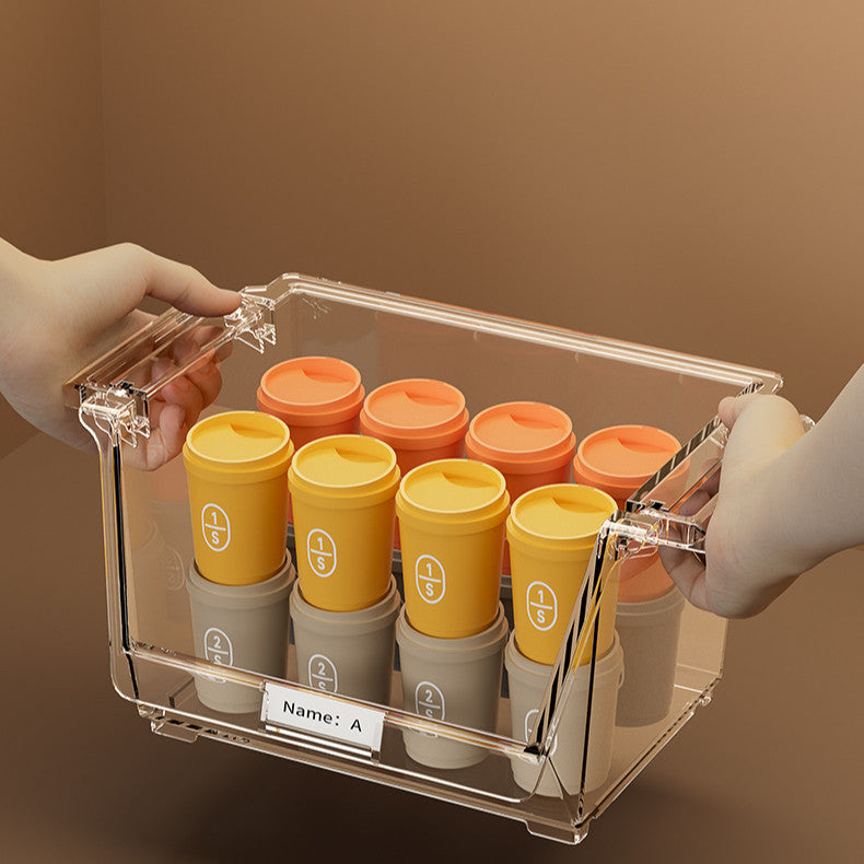 Locaupin Stackable Tea Bag Organizer with Cover, Plastic Tea Storage Box for Kitchen Pantry Cabinets and Countertops