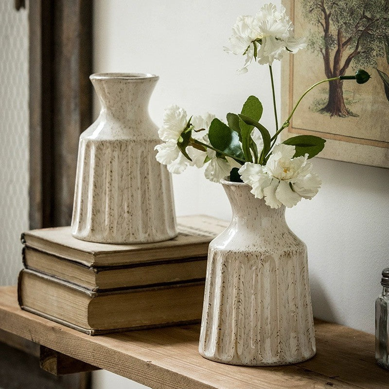 Locaupin White Ceramic Vase Modern Home Decor,Matte Pampas Flower Vases,Farmhouse Decor Living Room Decor