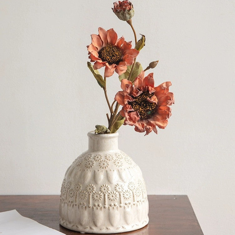 Locaupin White Ceramic Vase Modern Home Decor,Matte Pampas Flower Vases,Farmhouse Decor Living Room Decor