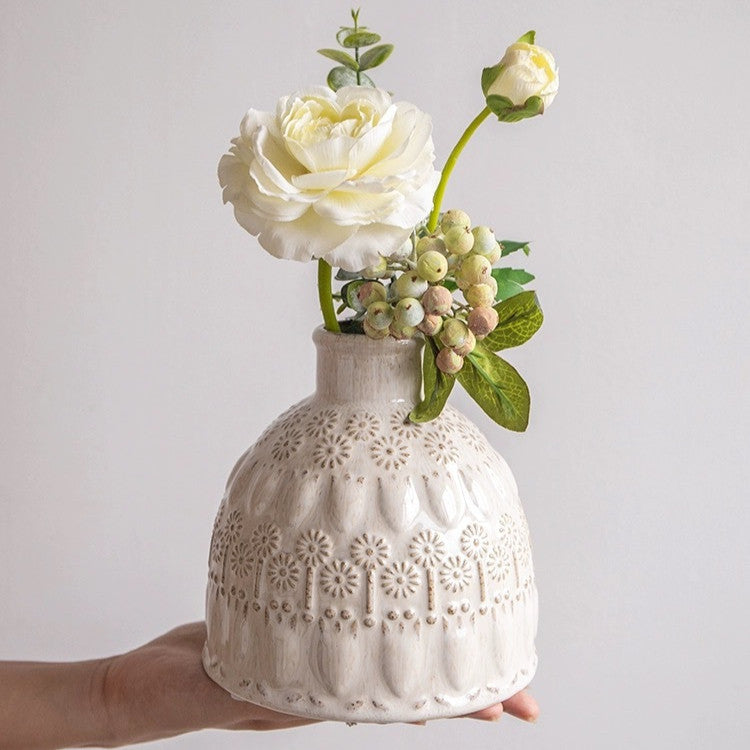 Locaupin White Ceramic Vase Modern Home Decor,Matte Pampas Flower Vases,Farmhouse Decor Living Room Decor