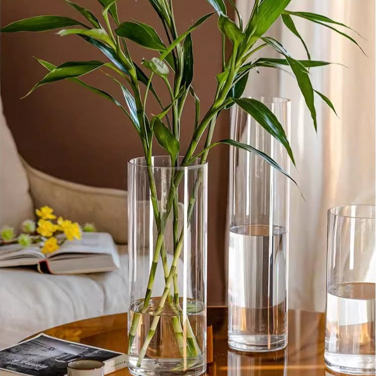 Locaupin Clear Glass Cylinder Vase,Floating Candle Holder Vase, Decor Vases,Clear Vases for Wedding Decorations