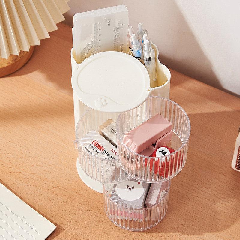 Locaupin Rotating Desk Organizer Shelf with Expandable Storage for Book and Home Tabletop Files Holder