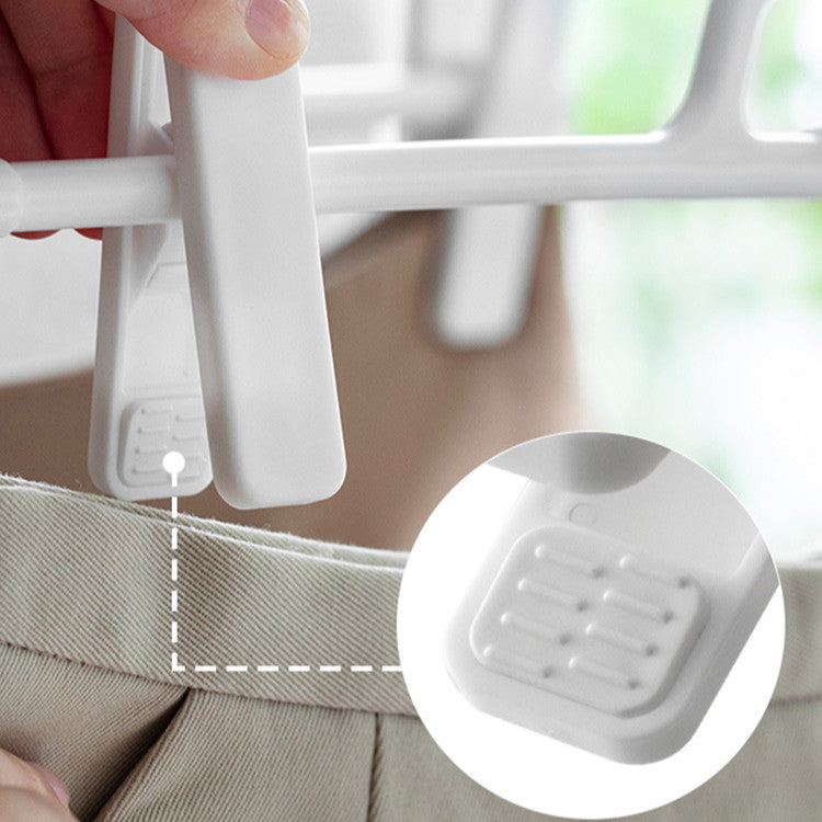 Locaupin 5pcs Pants Hangers Adjustable Clothes Hangers with Clips Portable Drying Rack Non-Slip Clothes Drying Hanger