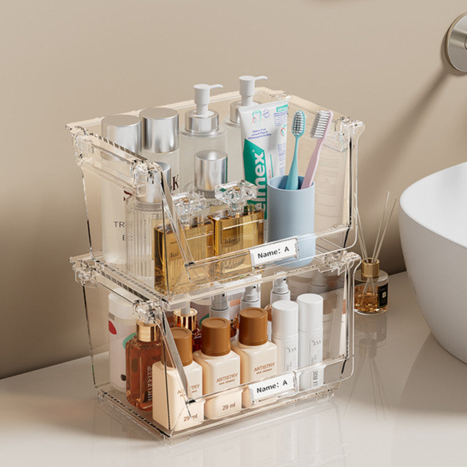 Locaupin Stackable Tea Bag Organizer with Cover, Plastic Tea Storage Box for Kitchen Pantry Cabinets and Countertops