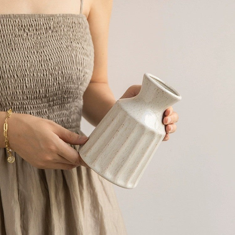 Locaupin White Ceramic Vase Modern Home Decor,Matte Pampas Flower Vases,Farmhouse Decor Living Room Decor