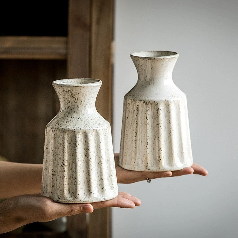 Locaupin White Ceramic Vase Modern Home Decor,Matte Pampas Flower Vases,Farmhouse Decor Living Room Decor