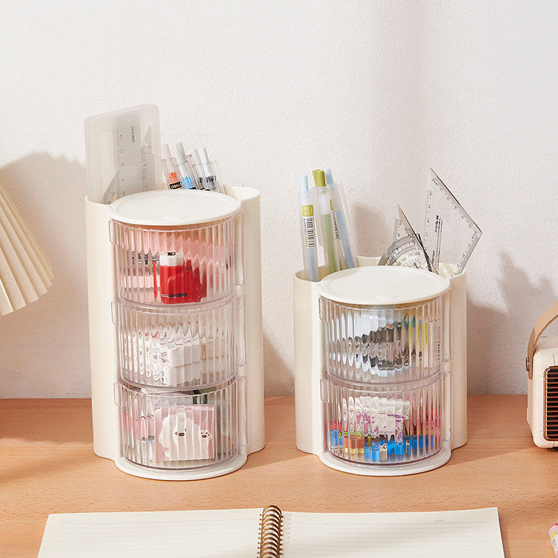 Locaupin Rotating Desk Organizer Shelf with Expandable Storage for Book and Home Tabletop Files Holder
