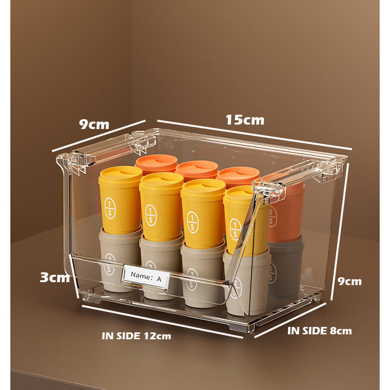 Locaupin Stackable Tea Bag Organizer with Cover, Plastic Tea Storage Box for Kitchen Pantry Cabinets and Countertops