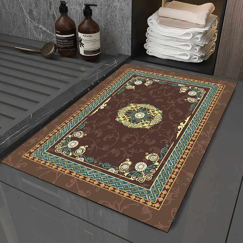 Locaupin Super Absorbent Bath Mat Bathroom Mat Super Absorbent Living Room Floor Mat Rubber Non-Slip Bottom
