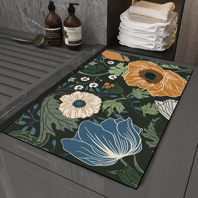 Locaupin Super Absorbent Bath Mat Bathroom Mat Super Absorbent Living Room Floor Mat Rubber Non-Slip Bottom