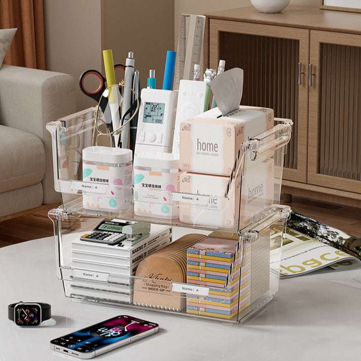 Locaupin Stackable Tea Bag Organizer with Cover, Plastic Tea Storage Box for Kitchen Pantry Cabinets and Countertops