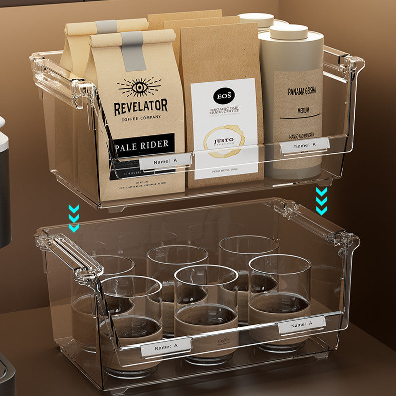 Locaupin Stackable Tea Bag Organizer with Cover, Plastic Tea Storage Box for Kitchen Pantry Cabinets and Countertops