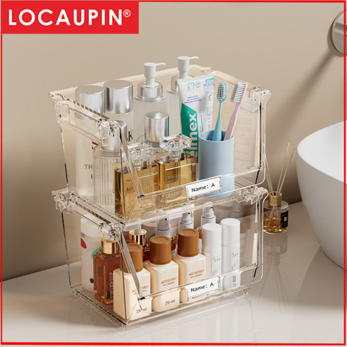 Locaupin Stackable Tea Bag Organizer with Cover, Plastic Tea Storage Box for Kitchen Pantry Cabinets and Countertops